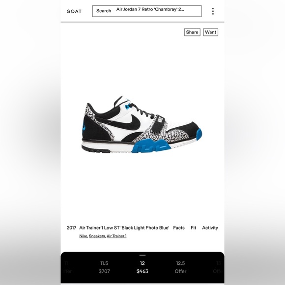 2014 Air Trainer 1 Low ‘Black Light Photo Blue’ - Picture 9 of 10